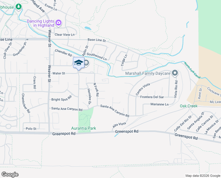 map of restaurants, bars, coffee shops, grocery stores, and more near 7640 Messina Heights Lane in Highland