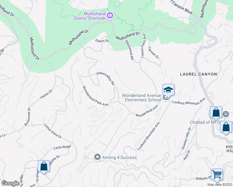 map of restaurants, bars, coffee shops, grocery stores, and more near 2431 Greenvalley Road in Los Angeles