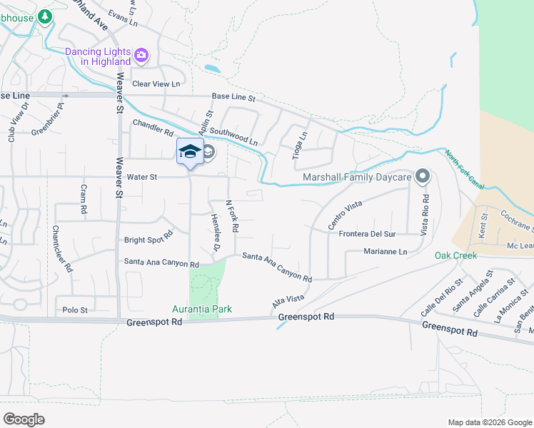 map of restaurants, bars, coffee shops, grocery stores, and more near 7640 Messina Heights Lane in Highland