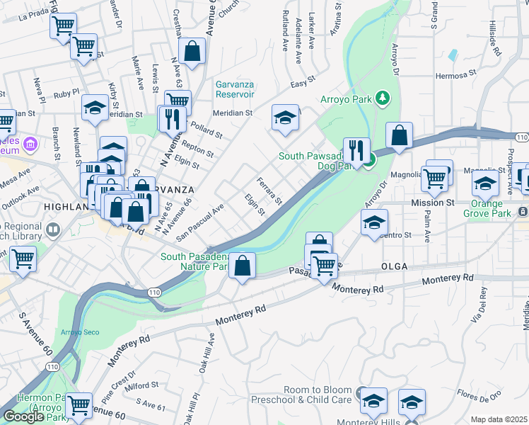 map of restaurants, bars, coffee shops, grocery stores, and more near 101 Bridewell Street in Los Angeles