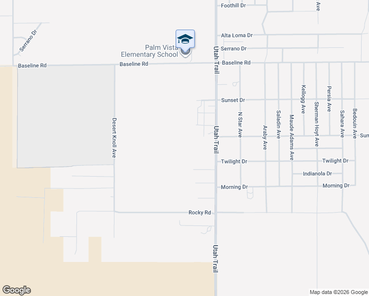map of restaurants, bars, coffee shops, grocery stores, and more near 74355 Twilight Drive in Twentynine Palms