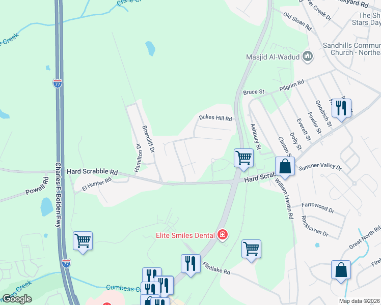 map of restaurants, bars, coffee shops, grocery stores, and more near 625 Poplar Grove Lane in Columbia