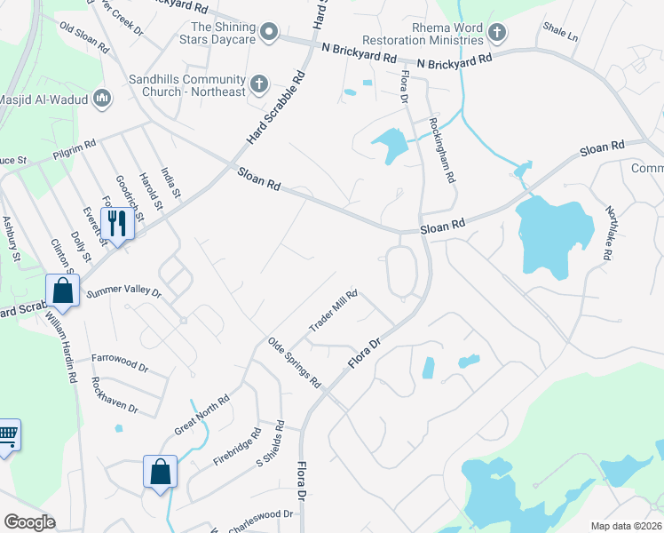 map of restaurants, bars, coffee shops, grocery stores, and more near 553 Great North Road in Columbia
