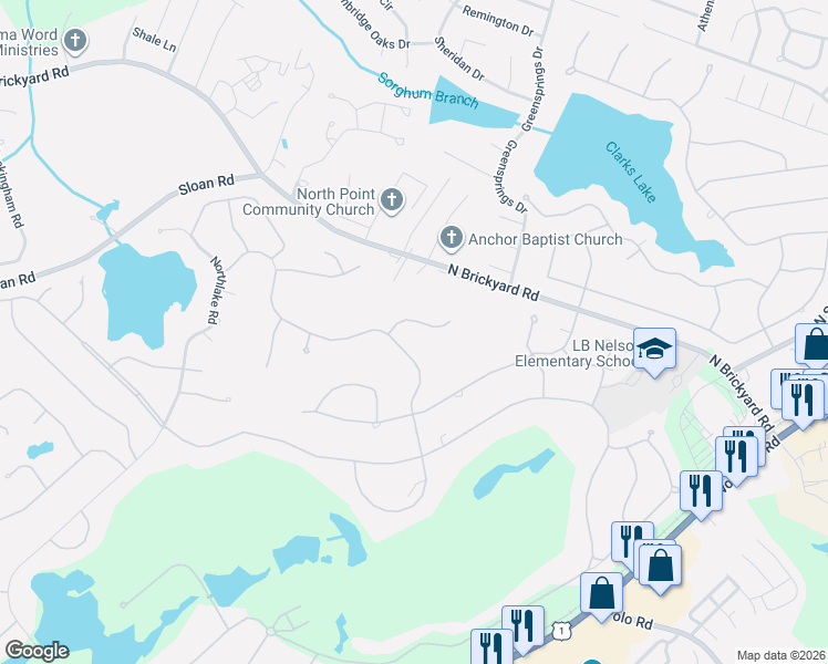 map of restaurants, bars, coffee shops, grocery stores, and more near 13 Long Meadow Lane in Columbia