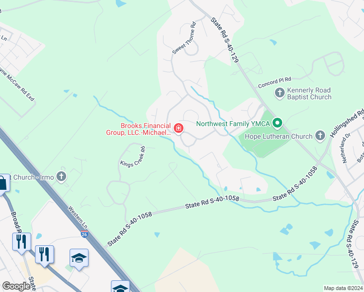 map of restaurants, bars, coffee shops, grocery stores, and more near 17 Lowescroft Circle in Irmo