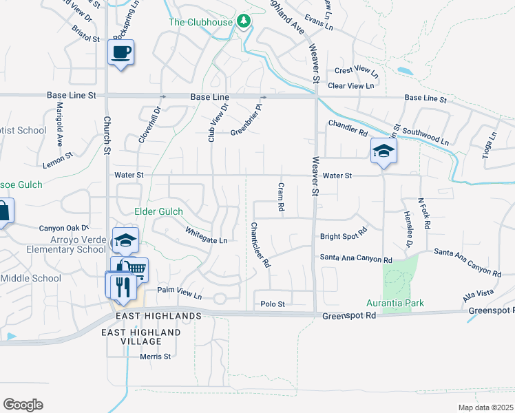 map of restaurants, bars, coffee shops, grocery stores, and more near 29329 Kemper Lane in Highland