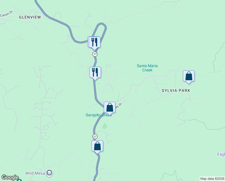 map of restaurants, bars, coffee shops, grocery stores, and more near 1703 Deerhill Trail in Topanga