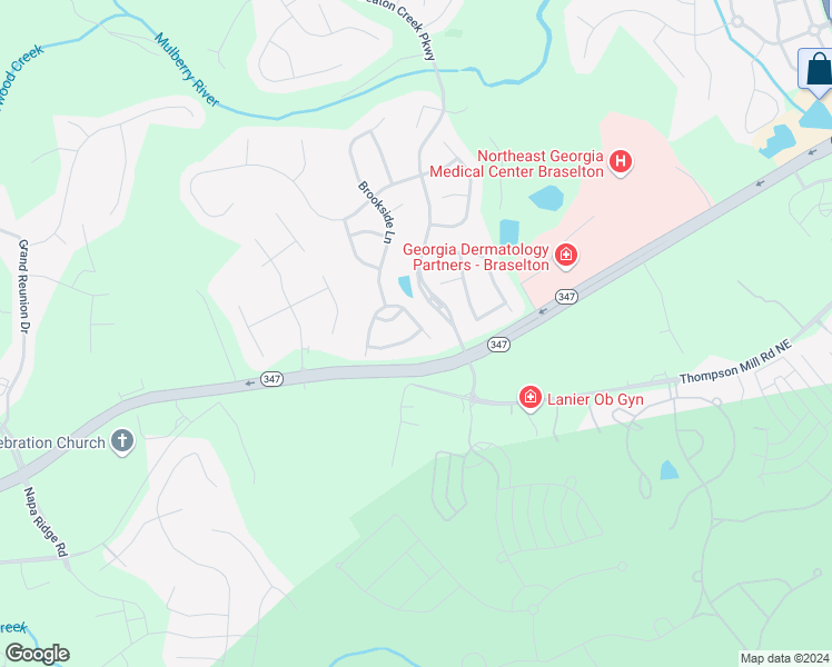 map of restaurants, bars, coffee shops, grocery stores, and more near 6312 Black Rock Lane in Hoschton