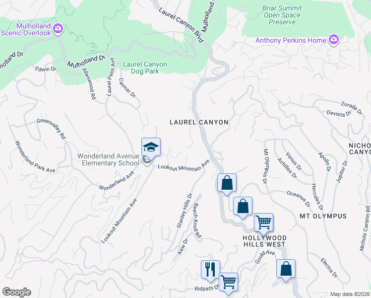 map of restaurants, bars, coffee shops, grocery stores, and more near 8171 Tianna Road in Los Angeles