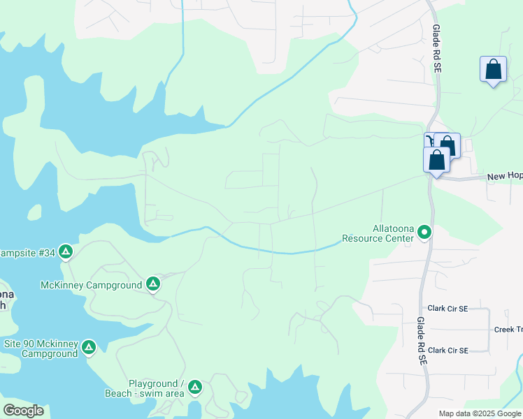 map of restaurants, bars, coffee shops, grocery stores, and more near 223 Artisan Drive Southeast in Bartow County