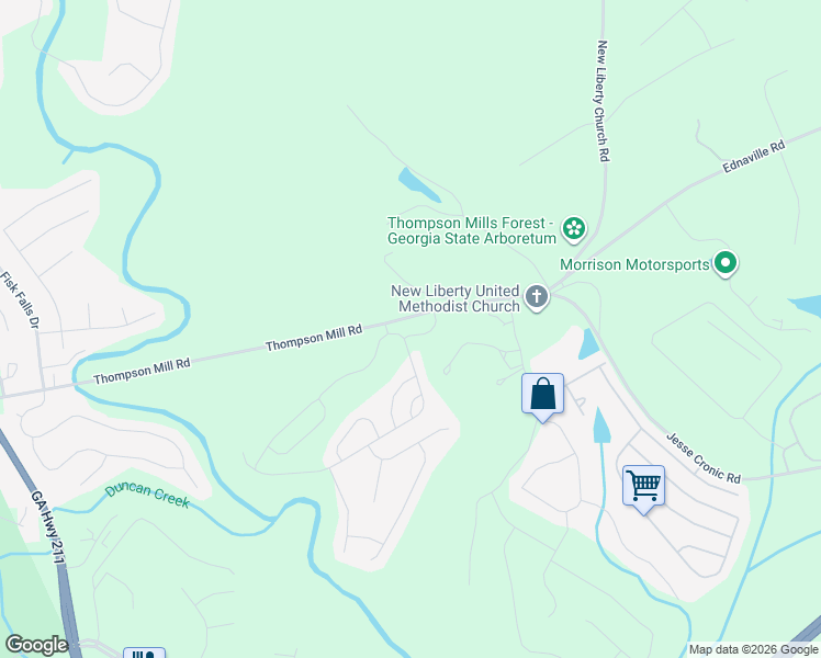 map of restaurants, bars, coffee shops, grocery stores, and more near 1121 Bucknell Drive in Braselton