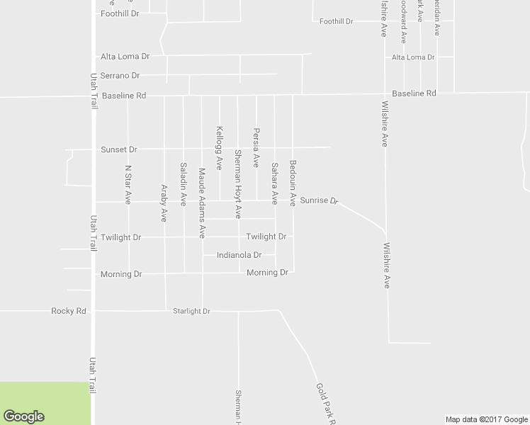 map of restaurants, bars, coffee shops, grocery stores, and more near 74976 Aladdin Drive in Twentynine Palms