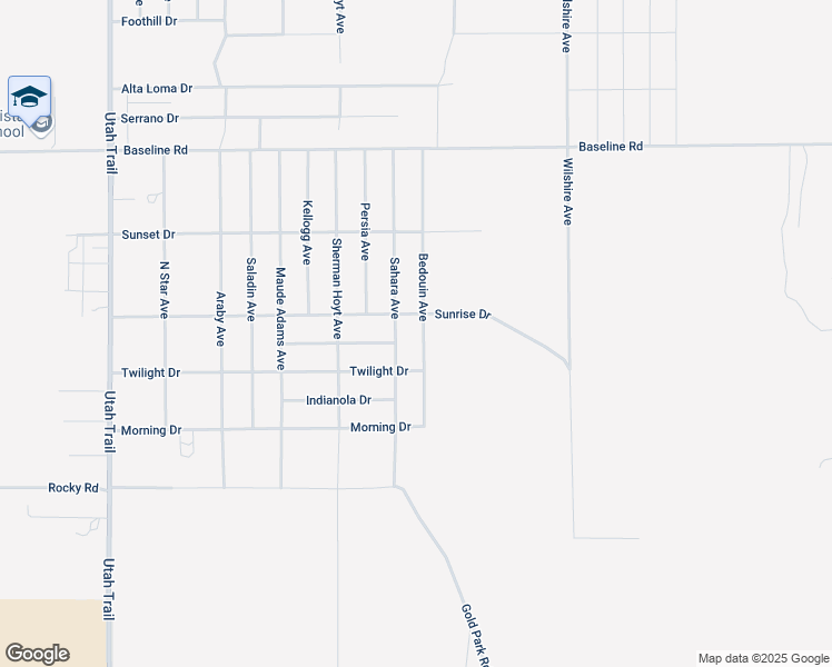 map of restaurants, bars, coffee shops, grocery stores, and more near 7620 Bedouin Avenue in Twentynine Palms