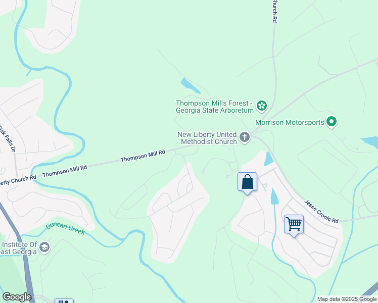 map of restaurants, bars, coffee shops, grocery stores, and more near 1115 Bucknell Drive in Braselton