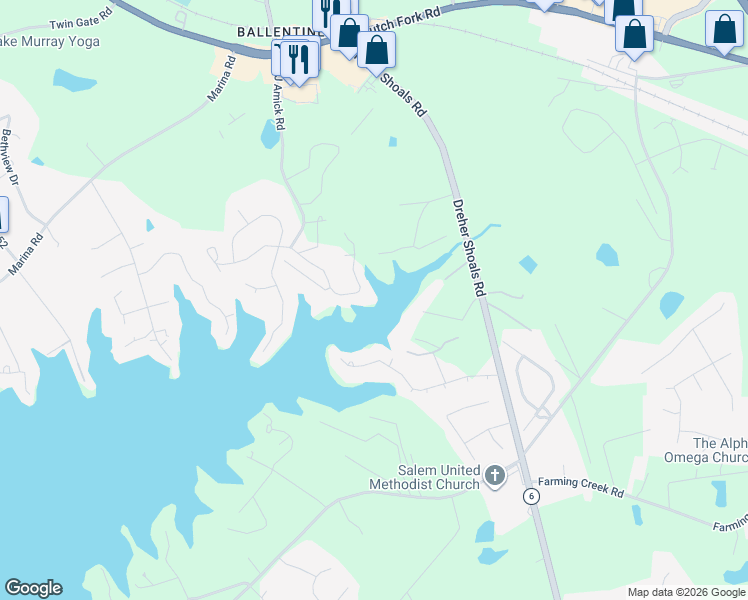 map of restaurants, bars, coffee shops, grocery stores, and more near 126 Blackburn Road in Irmo