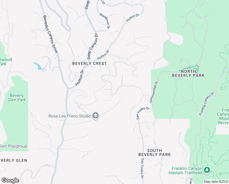 map of restaurants, bars, coffee shops, grocery stores, and more near 9617 Oak Pass Road in Beverly Hills