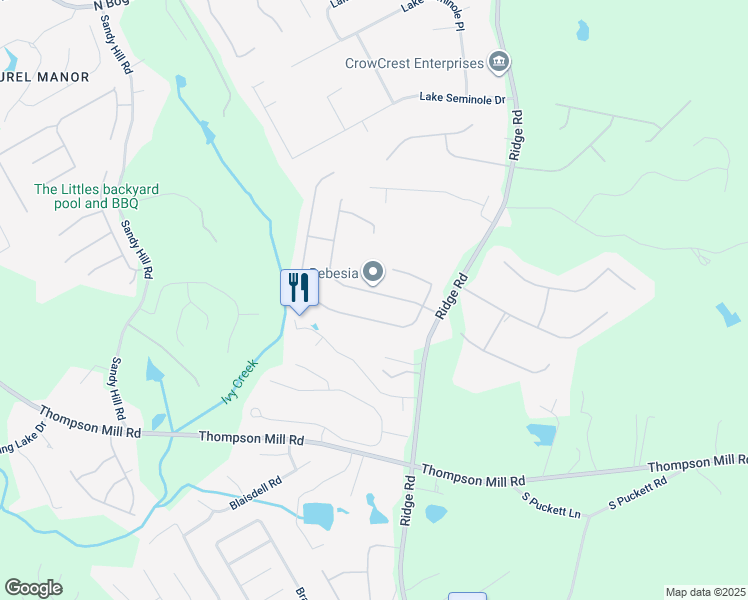 map of restaurants, bars, coffee shops, grocery stores, and more near 3477 Seneca Farm Drive Northeast in Buford