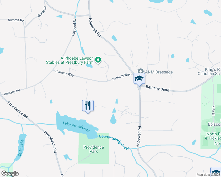 map of restaurants, bars, coffee shops, grocery stores, and more near 2055 Bethany Way in Alpharetta