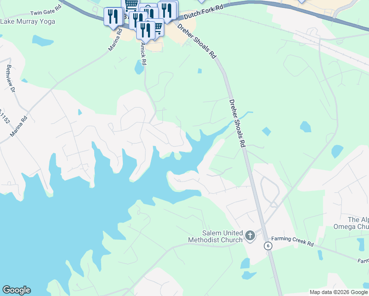 map of restaurants, bars, coffee shops, grocery stores, and more near 126 Blackburn Road in Irmo