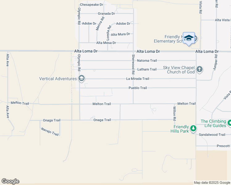 map of restaurants, bars, coffee shops, grocery stores, and more near 60377 Pueblo Trail in Joshua Tree