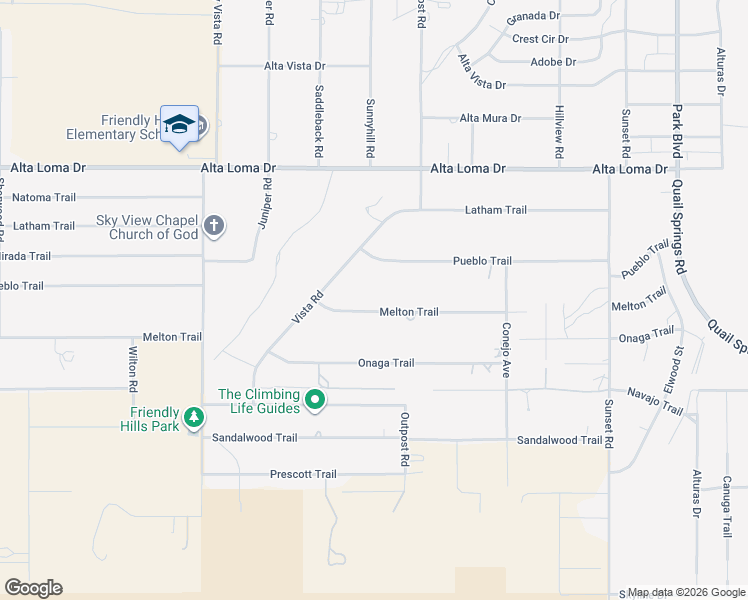 map of restaurants, bars, coffee shops, grocery stores, and more near 61246 Melton Trail in Joshua Tree