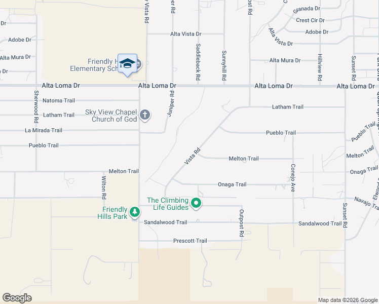 map of restaurants, bars, coffee shops, grocery stores, and more near 7614 Vista Road in Joshua Tree