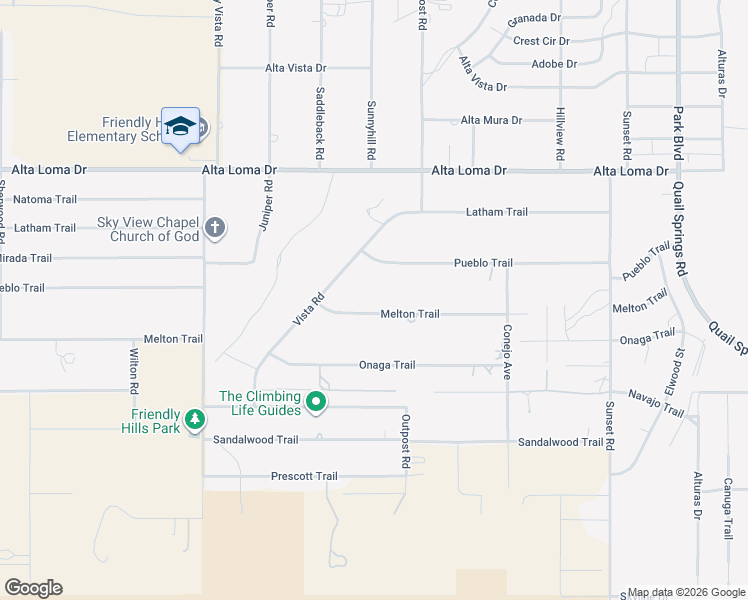 map of restaurants, bars, coffee shops, grocery stores, and more near 61246 Melton Trail in Joshua Tree