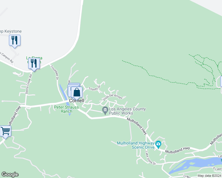 map of restaurants, bars, coffee shops, grocery stores, and more near 29831 Vista Del Arroyo in Agoura Hills