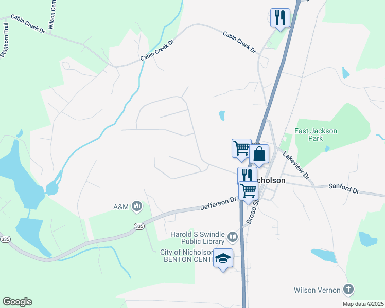 map of restaurants, bars, coffee shops, grocery stores, and more near 235 Ivy Creek Dr in Nicholson