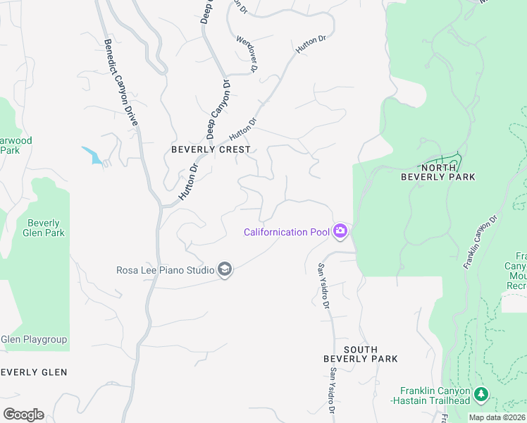 map of restaurants, bars, coffee shops, grocery stores, and more near 9617 Oak Pass Road in Beverly Hills