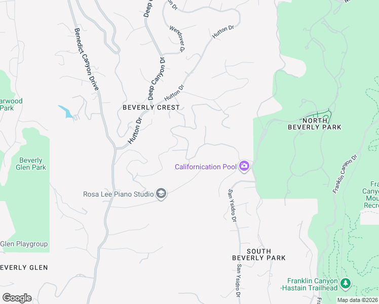 map of restaurants, bars, coffee shops, grocery stores, and more near 9617 Oak Pass Road in Beverly Hills