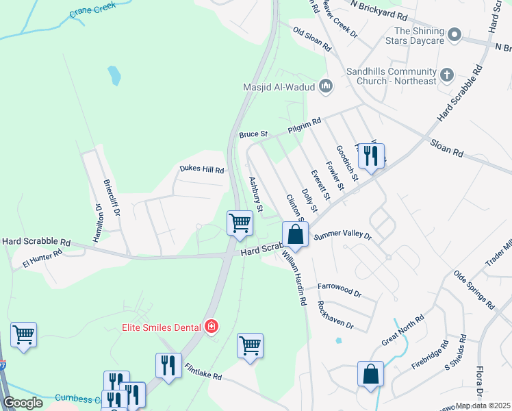 map of restaurants, bars, coffee shops, grocery stores, and more near 221 Ashbury Street in Columbia