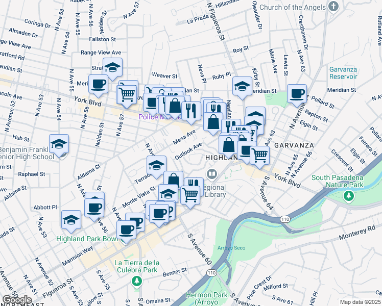 map of restaurants, bars, coffee shops, grocery stores, and more near 254 Wayland Street in Los Angeles