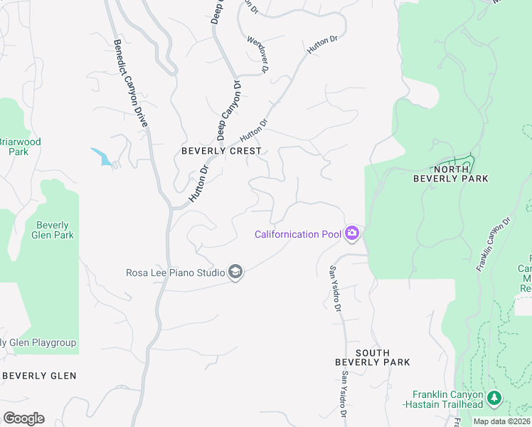 map of restaurants, bars, coffee shops, grocery stores, and more near 9660 Oak Pass Road in Beverly Hills