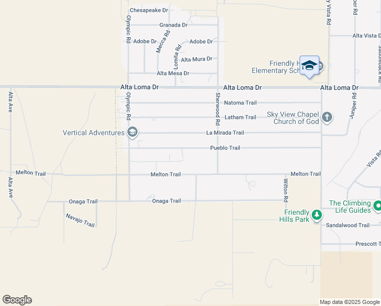 map of restaurants, bars, coffee shops, grocery stores, and more near 60377 Pueblo Trail in Joshua Tree