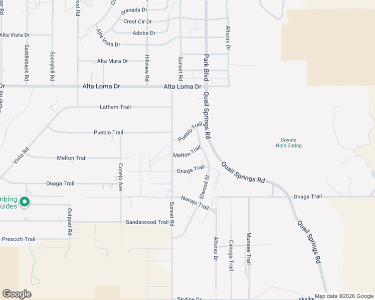 map of restaurants, bars, coffee shops, grocery stores, and more near 61746 Melton Trail in Joshua Tree