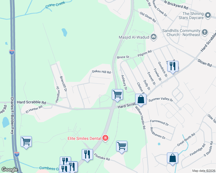 map of restaurants, bars, coffee shops, grocery stores, and more near 556 Mansfield Lane in Columbia