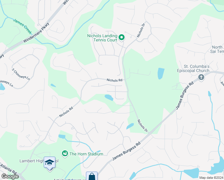 map of restaurants, bars, coffee shops, grocery stores, and more near 720 Marylebone Drive in Suwanee