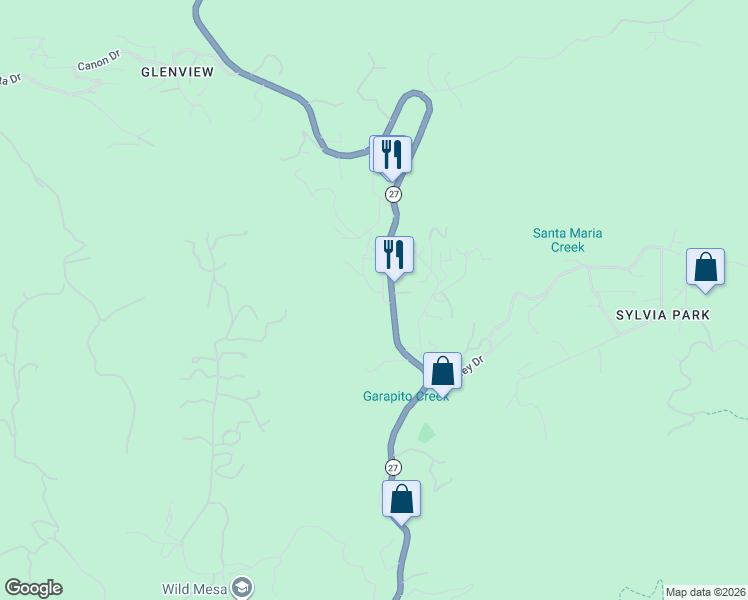 map of restaurants, bars, coffee shops, grocery stores, and more near 1679 Happy Trail in Topanga