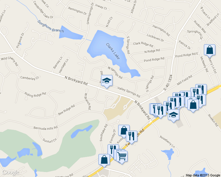 map of restaurants, bars, coffee shops, grocery stores, and more near 212 Valley Springs Rd in Columbia