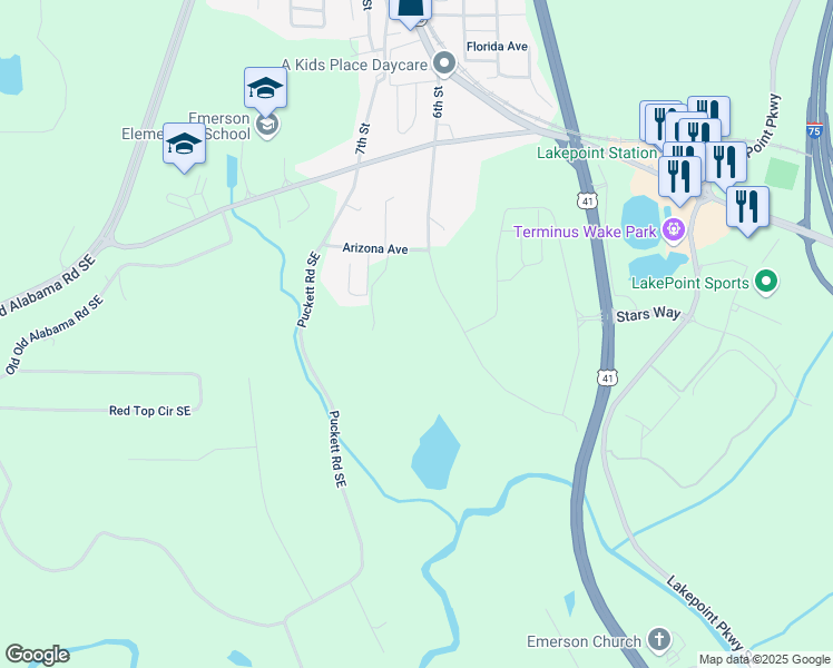 map of restaurants, bars, coffee shops, grocery stores, and more near 172 6th Street in Emerson