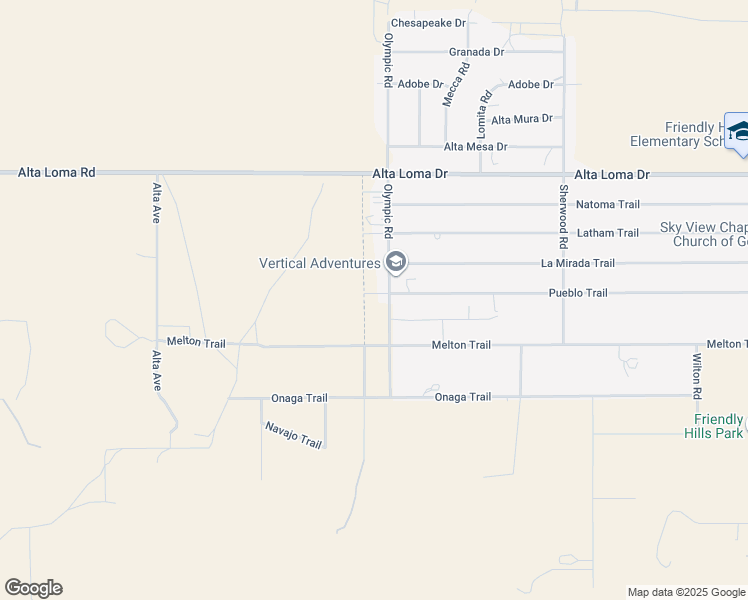 map of restaurants, bars, coffee shops, grocery stores, and more near 60111 Pueblo Trail in Joshua Tree