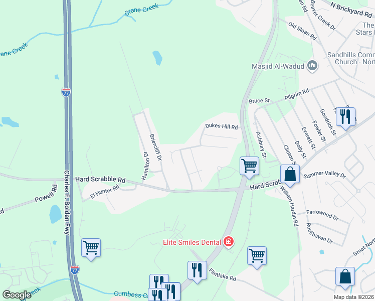 map of restaurants, bars, coffee shops, grocery stores, and more near 600 Poplar Grove Lane in Columbia