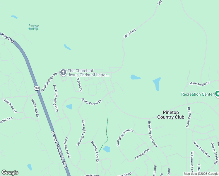 map of restaurants, bars, coffee shops, grocery stores, and more near 2673 Deep Forest Circle in Navajo County