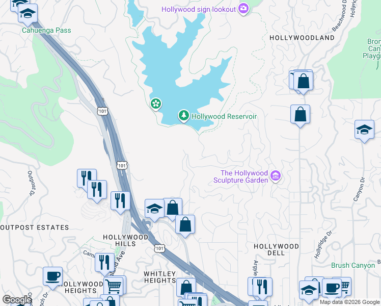 map of restaurants, bars, coffee shops, grocery stores, and more near 2448 San Marco Drive in Los Angeles