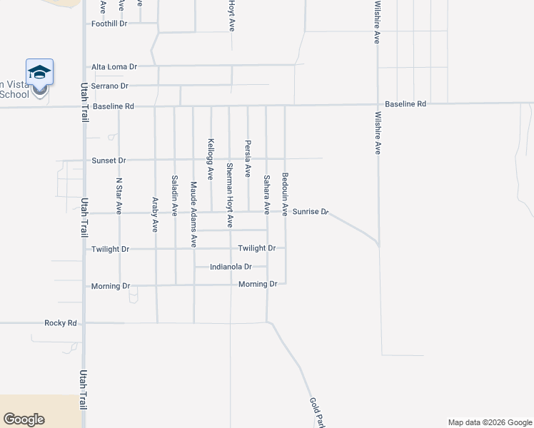 map of restaurants, bars, coffee shops, grocery stores, and more near 7606 Sahara Avenue in Twentynine Palms