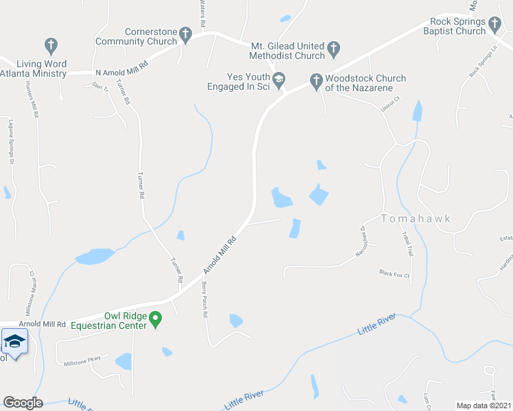 map of restaurants, bars, coffee shops, grocery stores, and more near 818 Arnold Mill Road in Woodstock