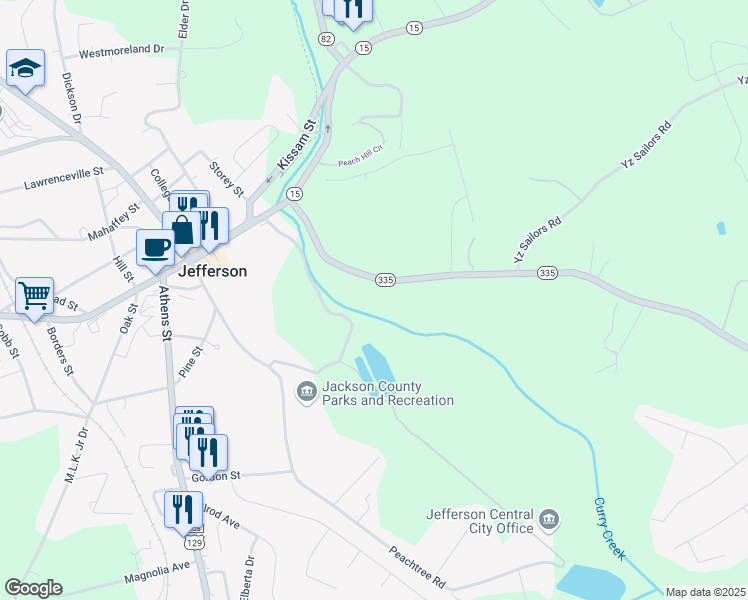 map of restaurants, bars, coffee shops, grocery stores, and more near 353 Danielsville Street in Jefferson