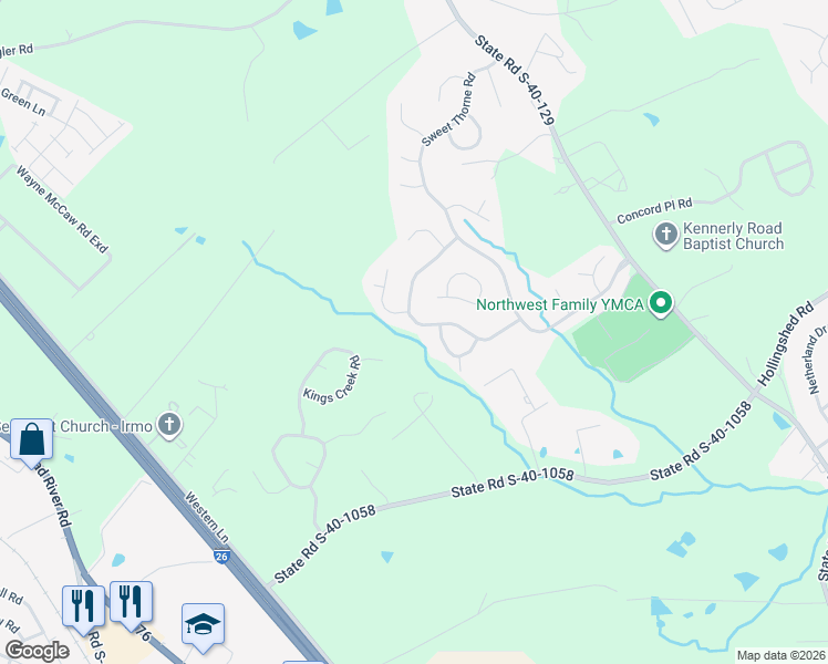 map of restaurants, bars, coffee shops, grocery stores, and more near 105 Old Hall Road in Irmo