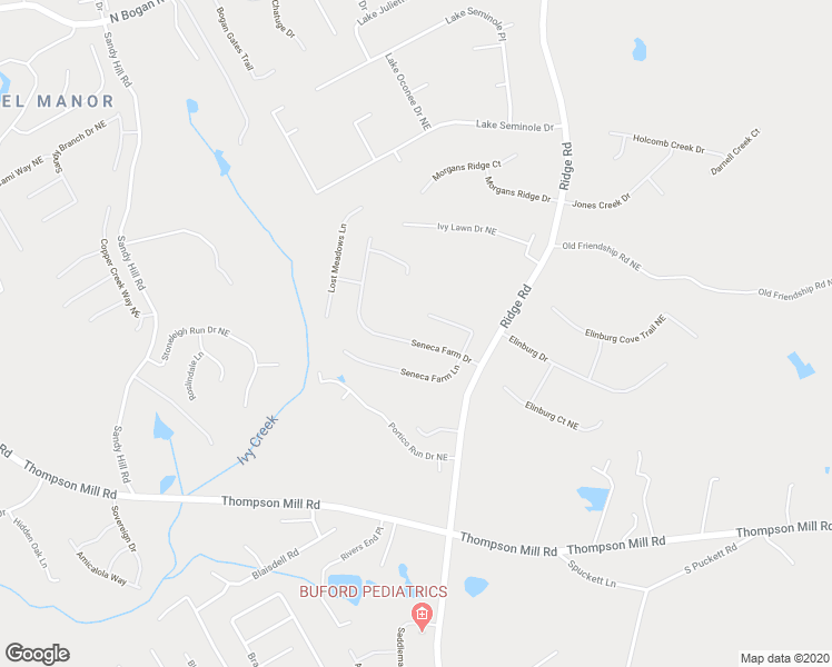map of restaurants, bars, coffee shops, grocery stores, and more near 3488 Seneca Farm Drive in Buford